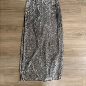 Talbots Silver Sequin Maxi Pencil Skirt